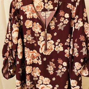 Rue 21+ burgundy floral tunic